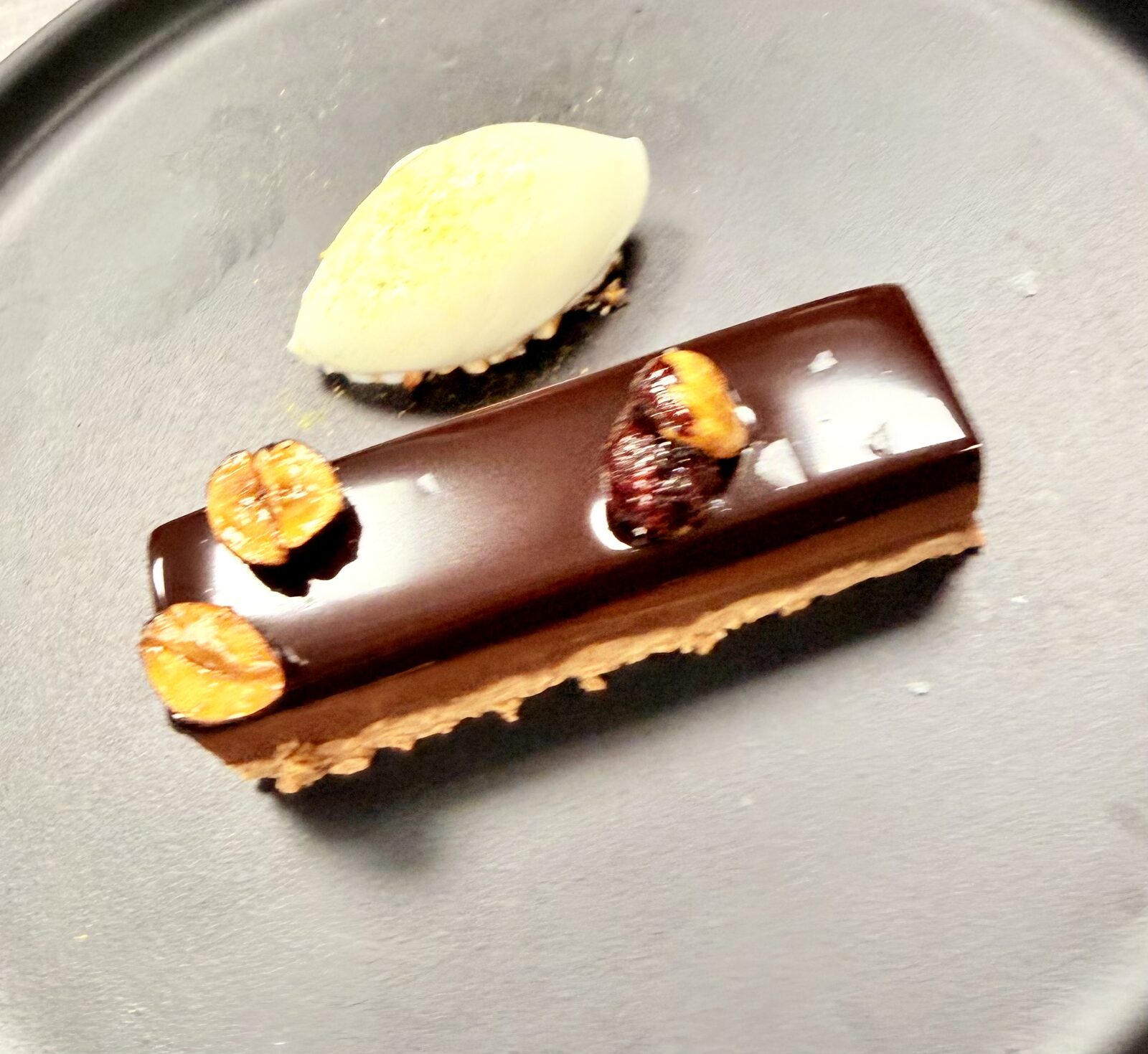 Chocolate Bar with Pecan and Lemon Sorbet