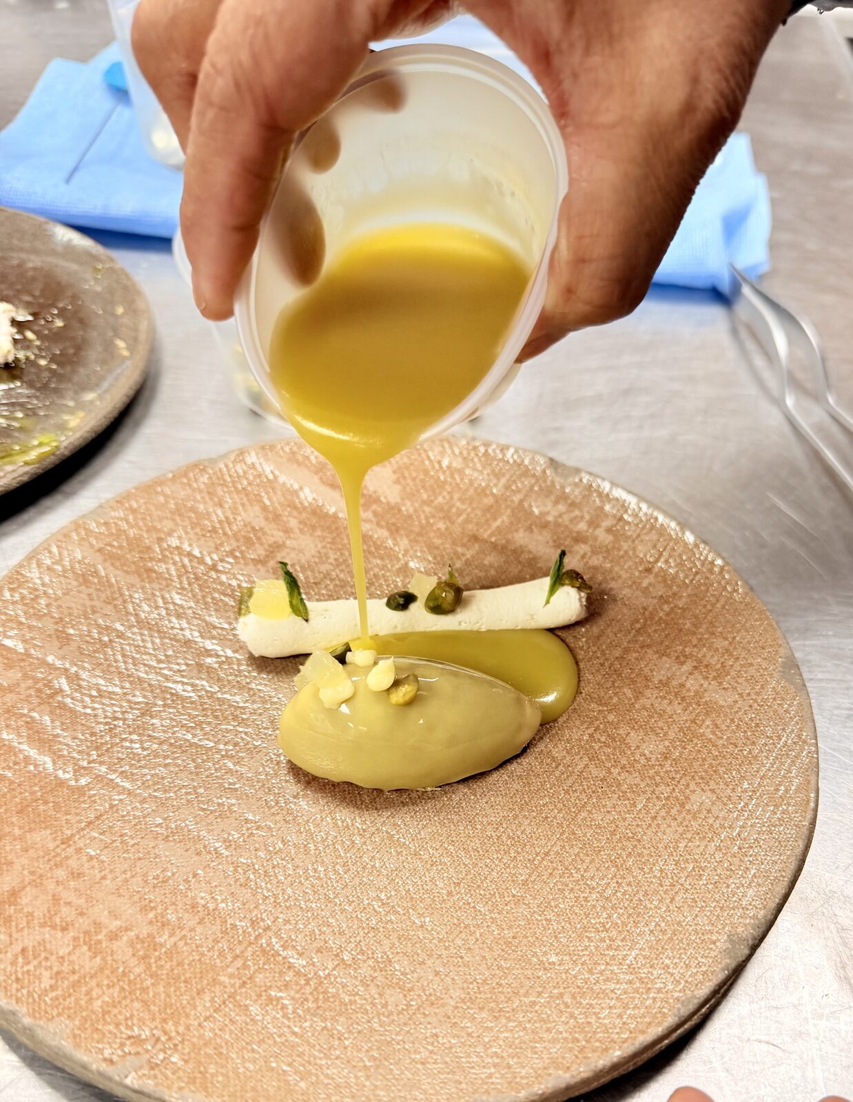 Composed Plate with Pistachio and Citrus Sauce