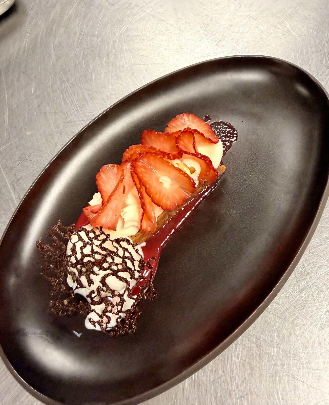 Strawberry Napoleon with Chocolate Tuile